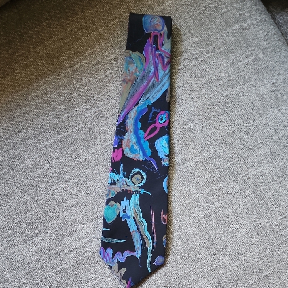 Don Loper Y2k Beverly Hills Abstract Patterned Black Tie